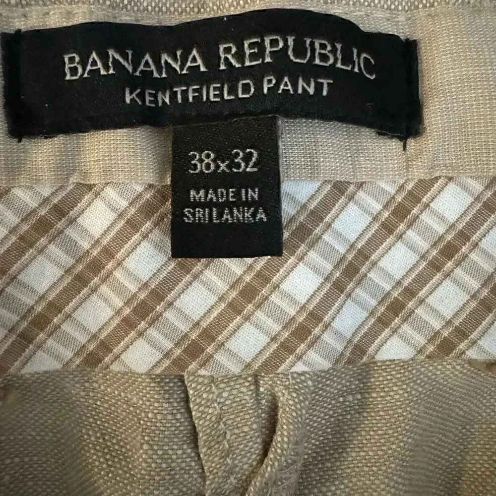 Banana Republic Kentfield Pant Mens Linen Cotton Blend  Beige SZ 38 # 1940